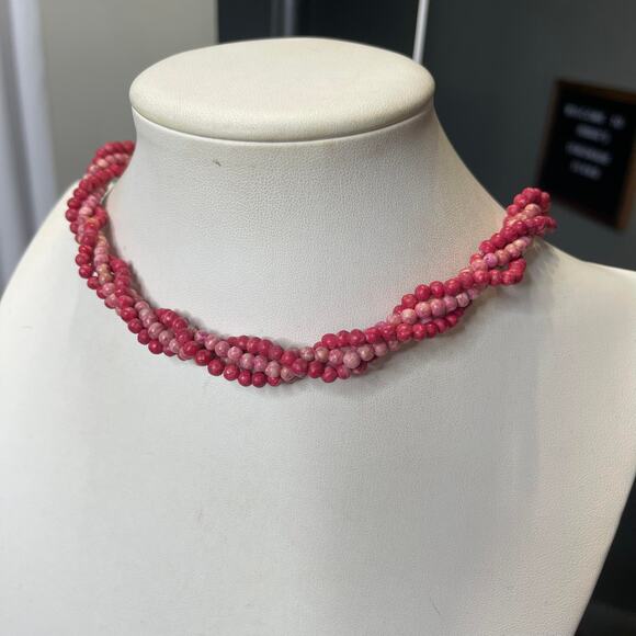 set of two pair 1980s wrap beads lighter and darker shades of pink mauve - Picture 1 of 16